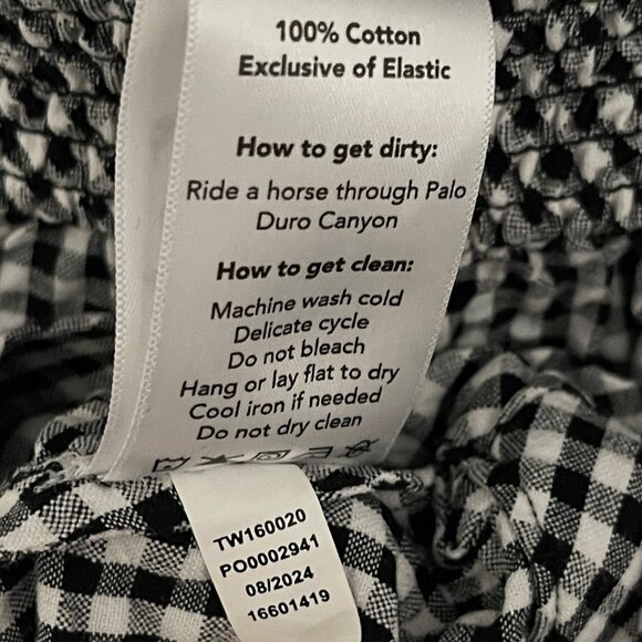 Tecovas Cotton Tank Tiered Midi Dress in Black and White Gingham, Size XL - Picture 11 of 11